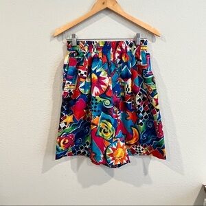 Vintage Lily’s Beverly Hills colorful satin feel shorts elastic waist size med